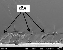 溶媒劣化させた試験片の振動試験後の破断面